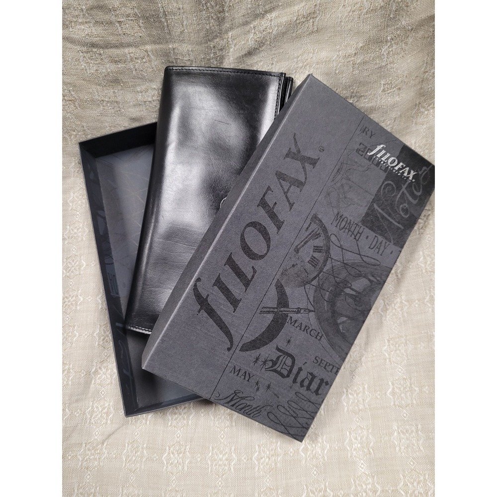 Filofax Black Leather Personal‎ Organizer Wallet Maxalt Vintage NEW